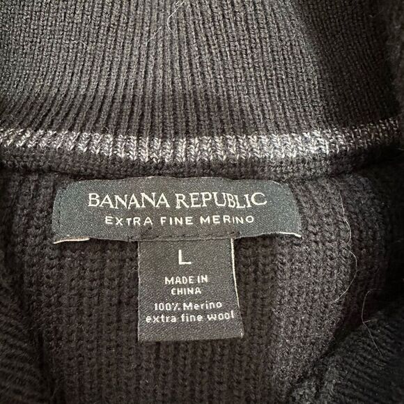 Banana Republic Men’s Extra Fine Merino Wool Half Zip Thick Sweater L - Picture 9 of 11